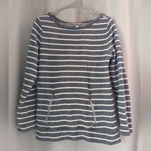 Ann Taylor Loft Sweater Gray Striped Terry Cloth Lined